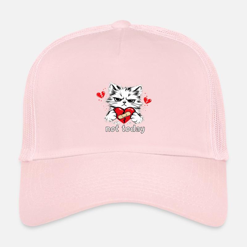 "Grim cat with heart bandage" - Kids’ Trucker Cap - pale pink