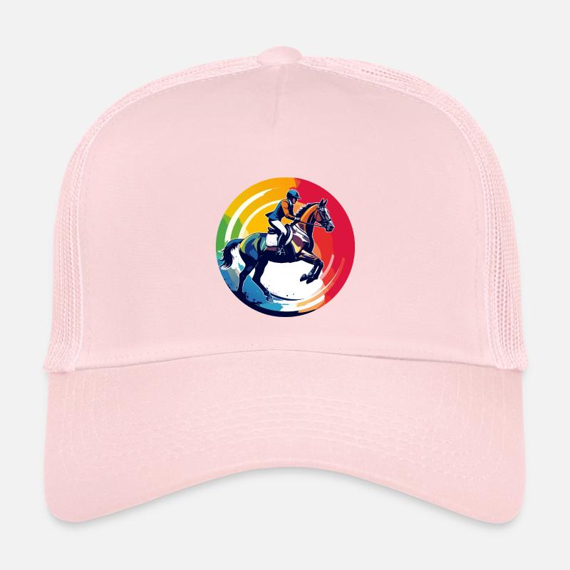 Regenbogen Springpferd Pferd Springreiten Motiv - Kinder Trucker-Cap - Hellrosa