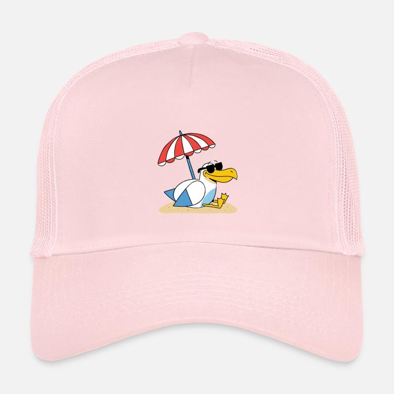 Sonniges Strand-Möwe mit Schirm - Kinder Trucker-Cap - Hellrosa