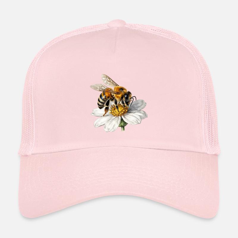 Bee on white flower Kids’ Trucker Cap