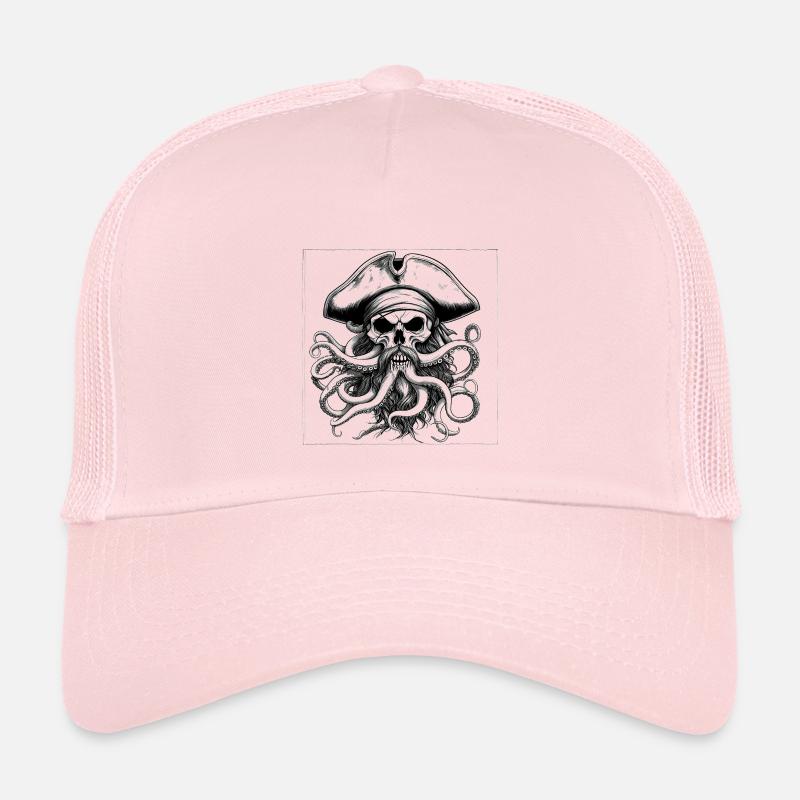 Piratenschädel und Oktopus - Kinder Trucker-Cap - Hellrosa