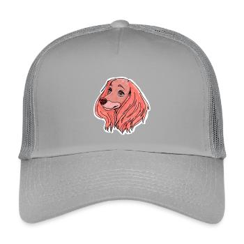 Chien rose aux oreilles tombantes - Casquette trucker enfant - gris clair - Devant