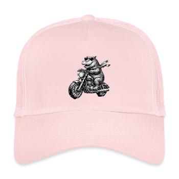 Hippo on Motorcycle - Kids’ Trucker Cap - pale pink - Front