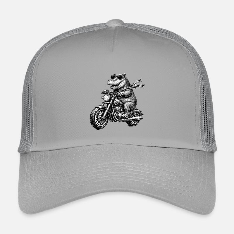 Hippo on Motorcycle Kids’ Trucker Cap