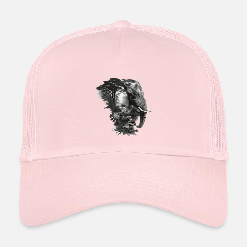 Elephant Jungle Silhouette Double - Kids’ Trucker Cap - pale pink