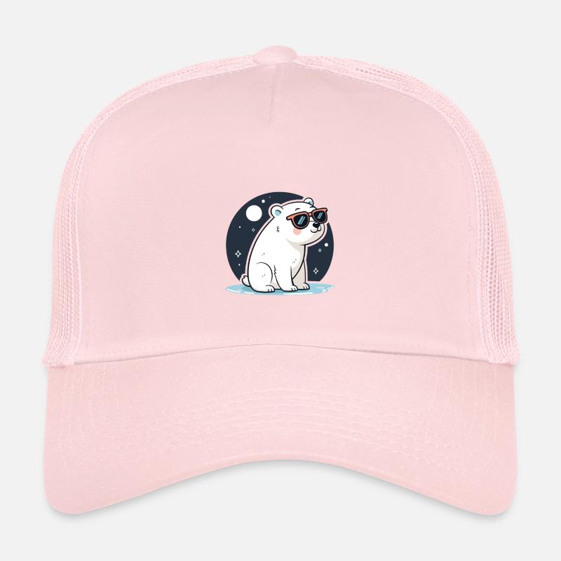Red Polar Bear Cosmic Glasses Kids’ Trucker Cap