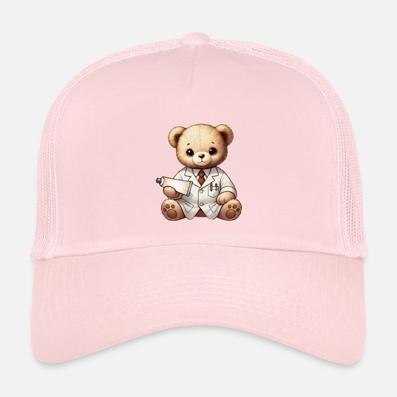 süßer Kuscheltier Teddy Apotheker mit Salbe - Kinder Trucker-Cap - Hellrosa