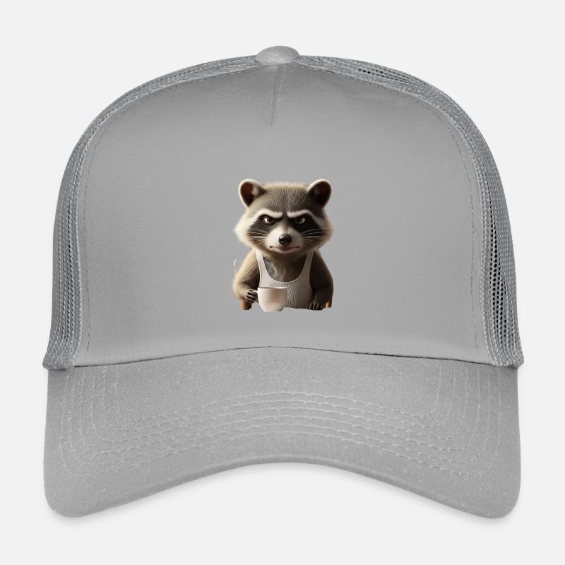 Grumpy Waschbär mit Kaffee – Morgenmuffel Design Kinder Trucker-Cap