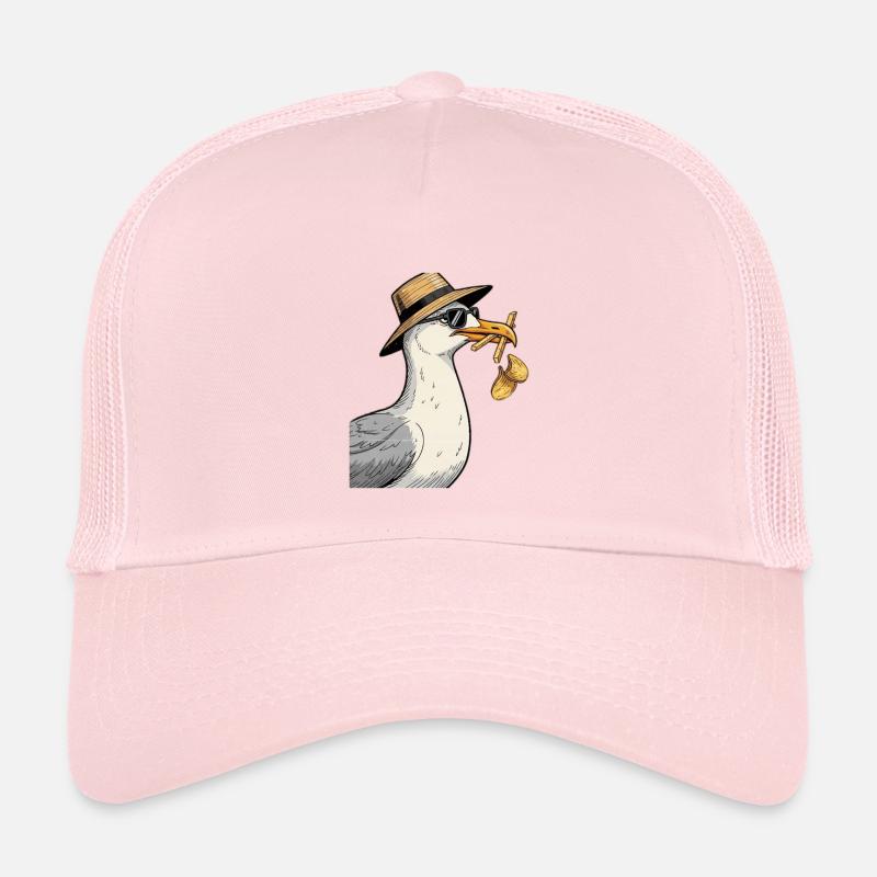 Karikaturer Seemöwe mit Sommerhut Kinder Trucker-Cap