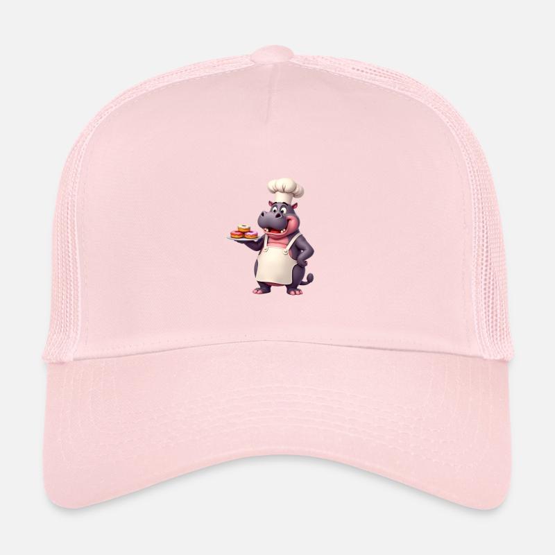 Kochender Hippo Kochbuch Chef - Kinder Trucker-Cap - Hellrosa