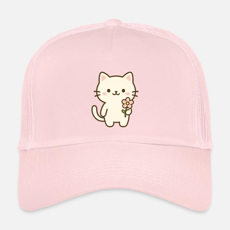Süße Katze mit Blume - Kinder Trucker-Cap - Hellrosa