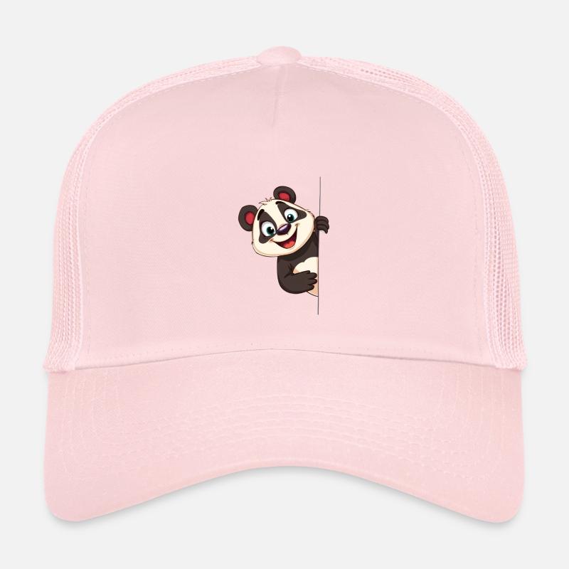 Süßer Panda schaut hervor: Cartoon Tier Design - Kinder Trucker-Cap - Hellrosa
