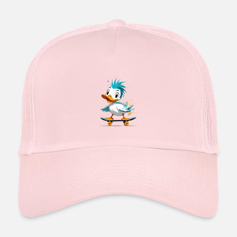 Ente auf Skateboard Farbexplosion Kinder Trucker-Cap