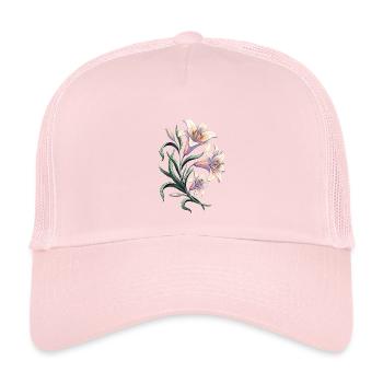 Motif vintage des Fleurs de Nénuphar - Casquette trucker enfant - rose pâle - Devant