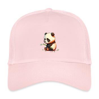 Trauriger Panda mit Bambus Sad Panda - Kinder Trucker-Cap - Hellrosa - Vorne