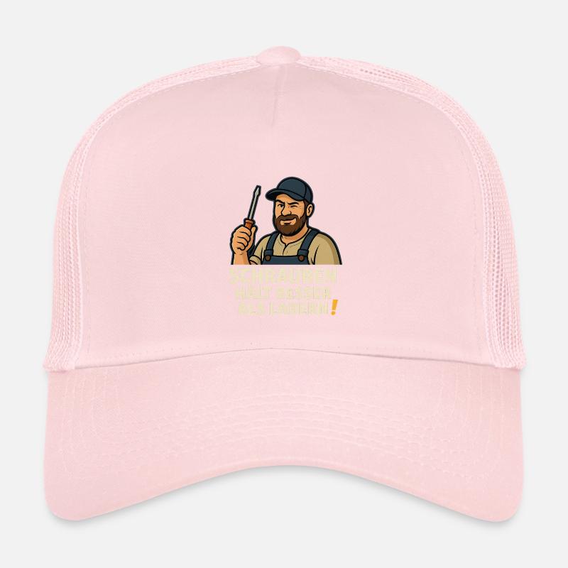 Screwing holds better than babbling - Kids’ Trucker Cap - pale pink