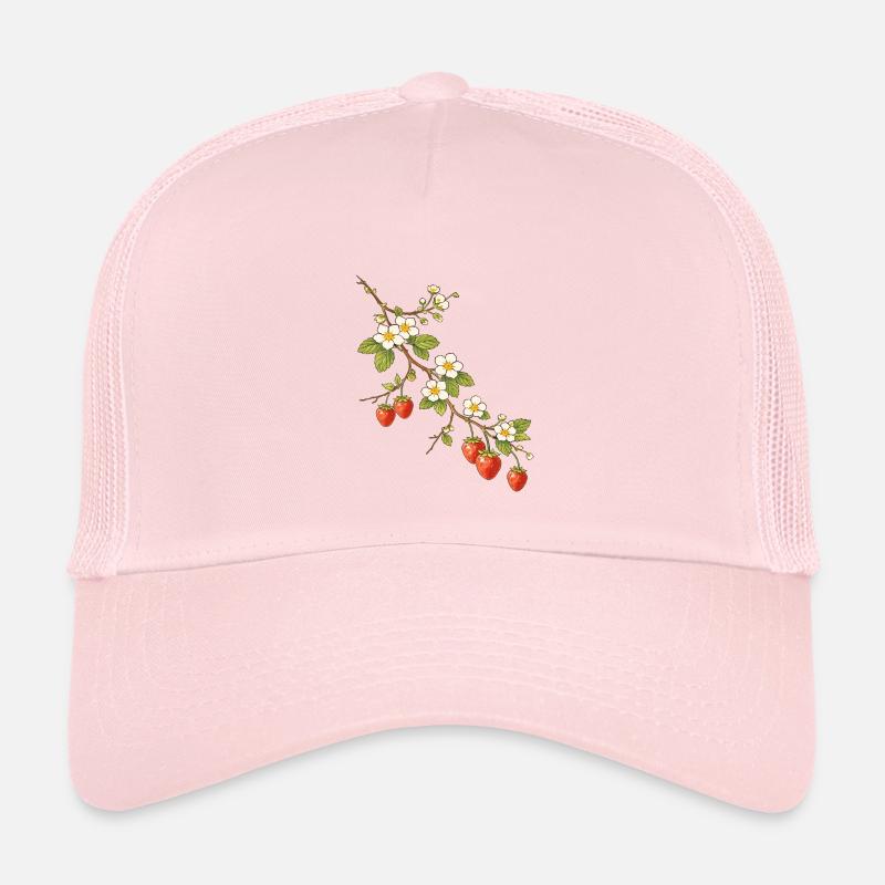 Erdbeerzweig mit Blüten Illustration Kinder Trucker-Cap