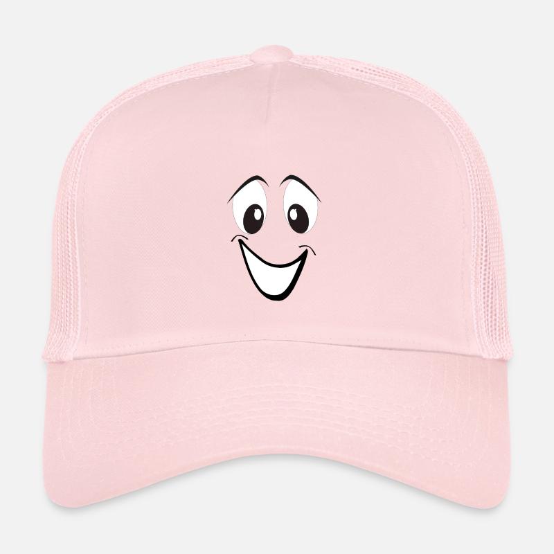 Lächelndes Cartoon-Gesicht - Kinder Trucker-Cap - Hellrosa