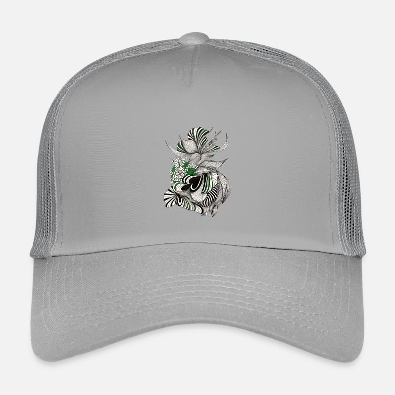Green Lines Botanical Pattern Kids’ Trucker Cap