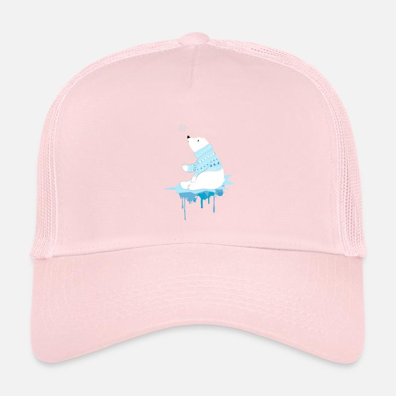 Eisbär mit Schneeflocken - Kinder Trucker-Cap - Hellrosa