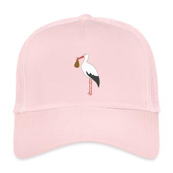 Cigogne apportant un bébé - Casquette trucker enfant - rose pâle - Devant