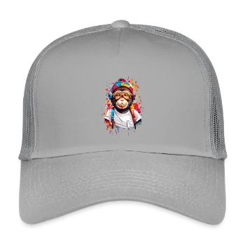 Coole Affe - Kinder Trucker-Cap - Hellgrau - Vorne