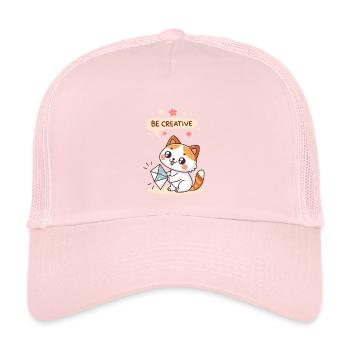 Kreative Kawaii-Katze - Kinder Trucker-Cap - Hellrosa - Vorne