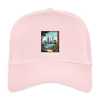 Poster zur New Yorker Skyline-Terrasse - Kinder Trucker-Cap - Hellrosa - Vorne