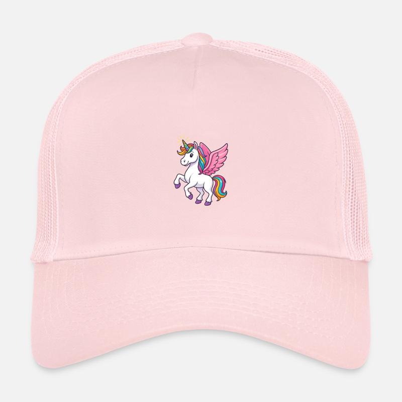 Majestätisches Einhorn mit Regenbogenmähne und pin - Kinder Trucker-Cap - Hellrosa