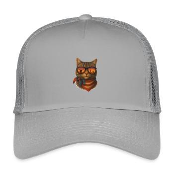 Lustige Cowboy Katze mit Sonnenbrille - Kinder Trucker-Cap - Hellgrau - Vorne