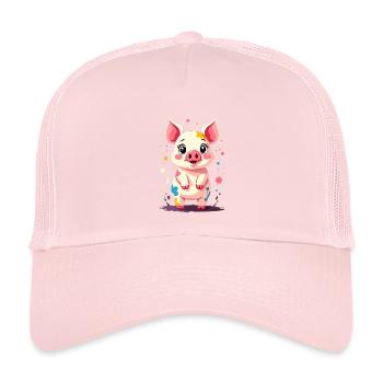 Piggy dans une touche de design de couleur - Casquette trucker enfant - rose pâle - Devant