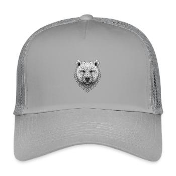 Polygon Bear Face Facet Art Black - Kids’ Trucker Cap - light grey - Front