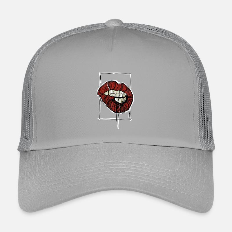 Rote Lippen Grafik Graphische Skizze Kinder Trucker-Cap