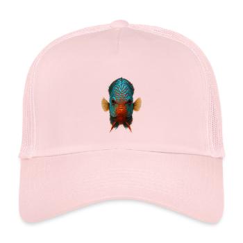 Blauer und oranger Diskusfisch mit intensiven Augen - Kinder Trucker-Cap - Hellrosa - Vorne