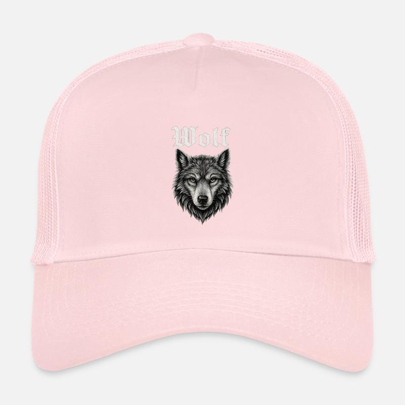Gothic Wolf Head Illustration Gift Idea - Kids’ Trucker Cap - pale pink