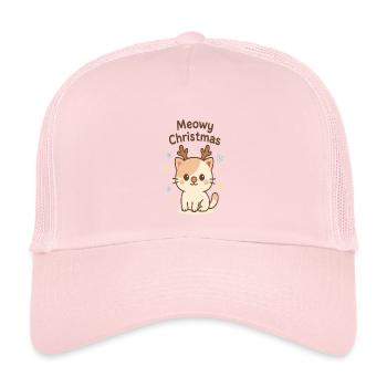 Meowy Christmas Katze mit Geweih - Kinder Trucker-Cap - Hellrosa - Vorne