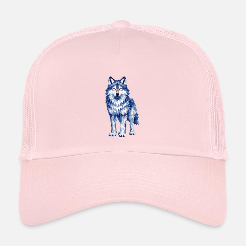 Motif moderne de loup polygonal dans des tons de bleu Casquette trucker enfant