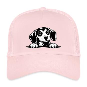 Dackel mit Pfote Portrait - Kinder Trucker-Cap - Hellrosa - Vorne