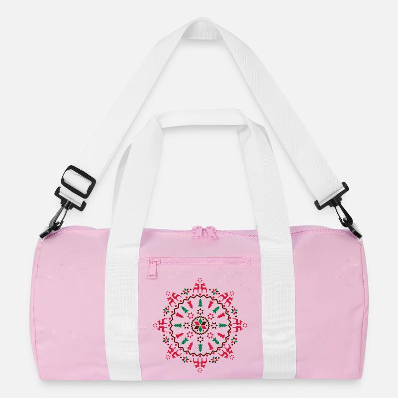 Weihnachts Mandala - Recycelte Duffel Bag - Rosa/Weiß