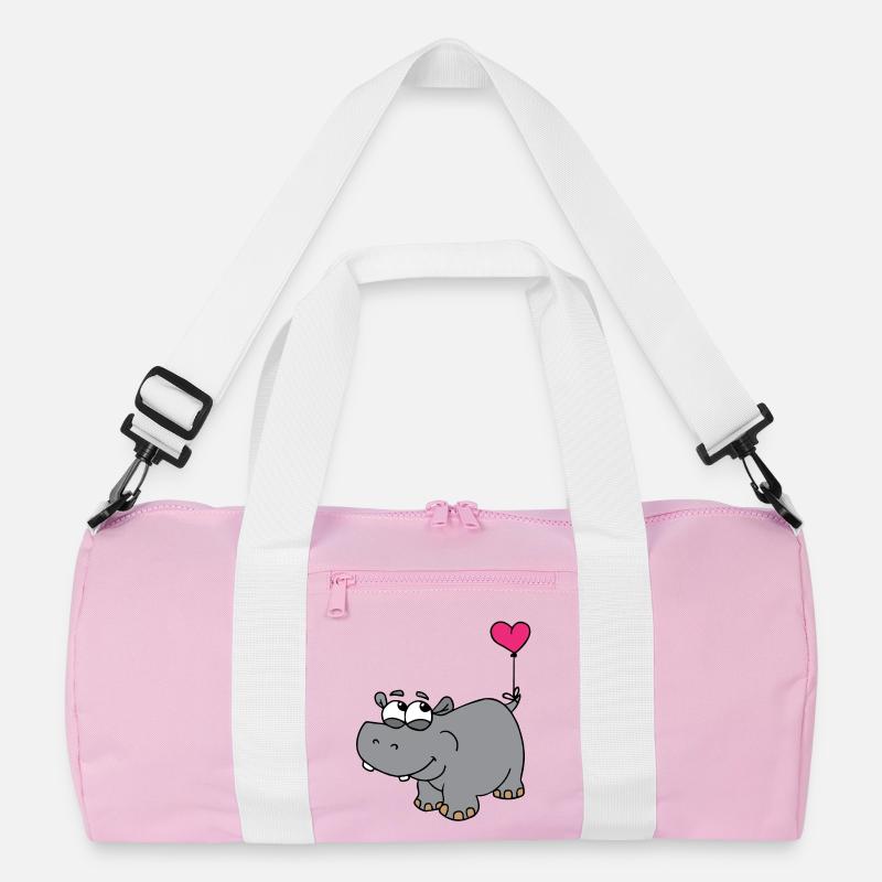 Nilpferd mit Herzballon - Recycelte Duffel Bag - Rosa/Weiß