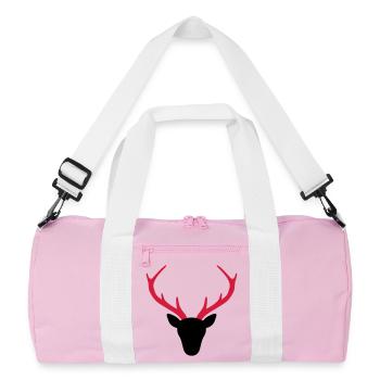 Cadeau de chasseur de bois de cerf - Sac de sport recyclé - rose/blanc - Devant