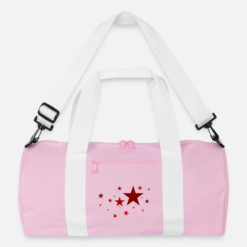 Sterne in Rot - Recycelte Duffel Bag - Rosa/Weiß