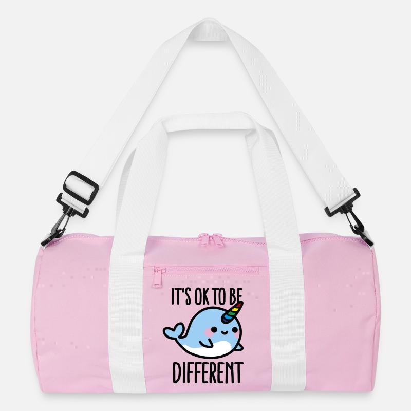 It's ok to be different - Recycelte Duffel Bag - Rosa/Weiß