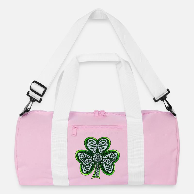 Keltisches Kleeblatt - Recycelte Duffel Bag - Rosa/Weiß