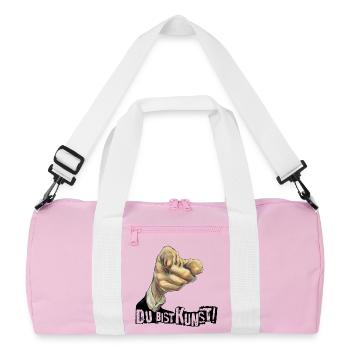 Jeder Mensch ist Kunst | DU BIST KUNST - Recycelte Duffel Bag - Rosa/Weiß - Vorne