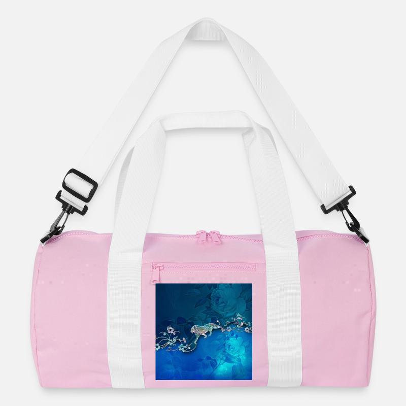 Elegantes Blumendesign - Recycelte Duffel Bag - Rosa/Weiß