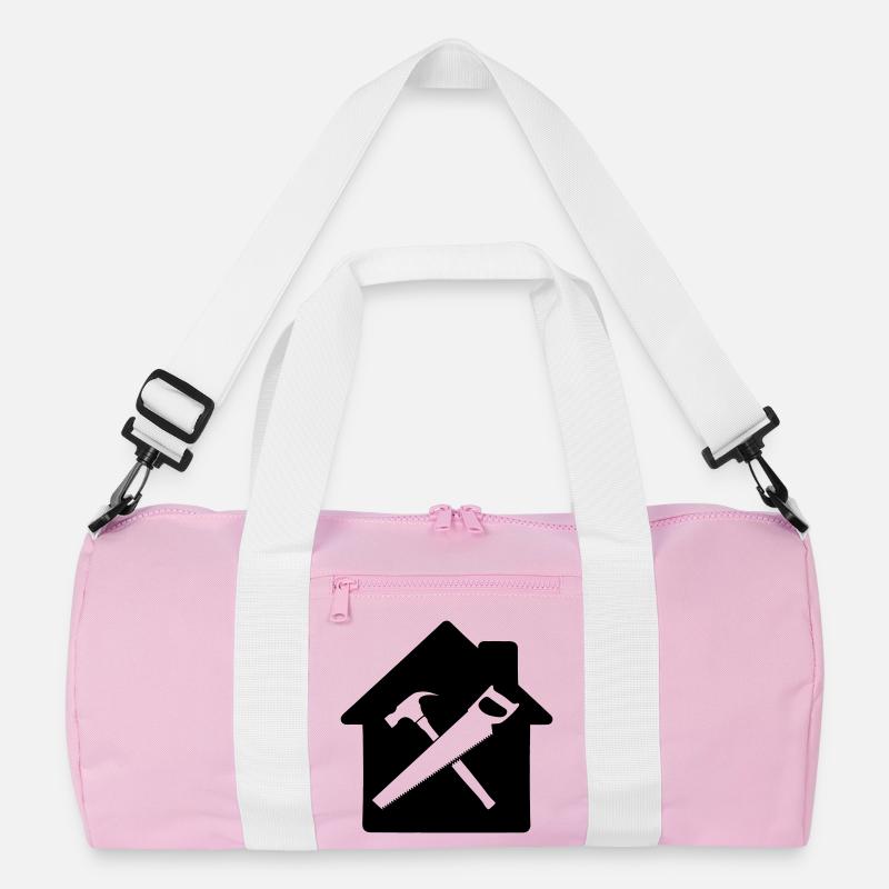 Carpenter tool logo house building Recycled Duffel Bag