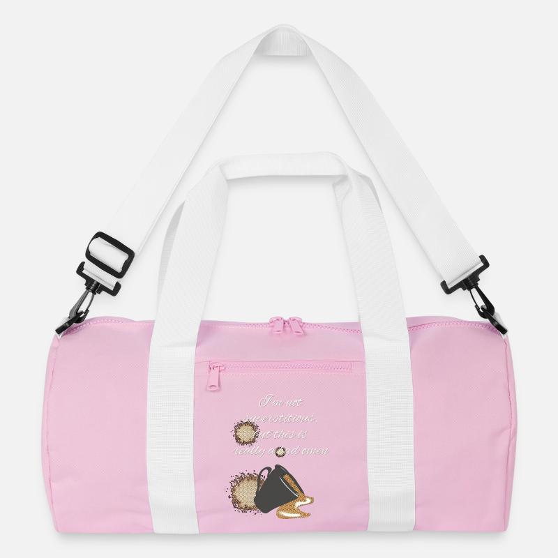 kaffee fan, really bad omen, oberteil mit kaffeesp - Recycelte Duffel Bag - Rosa/Weiß