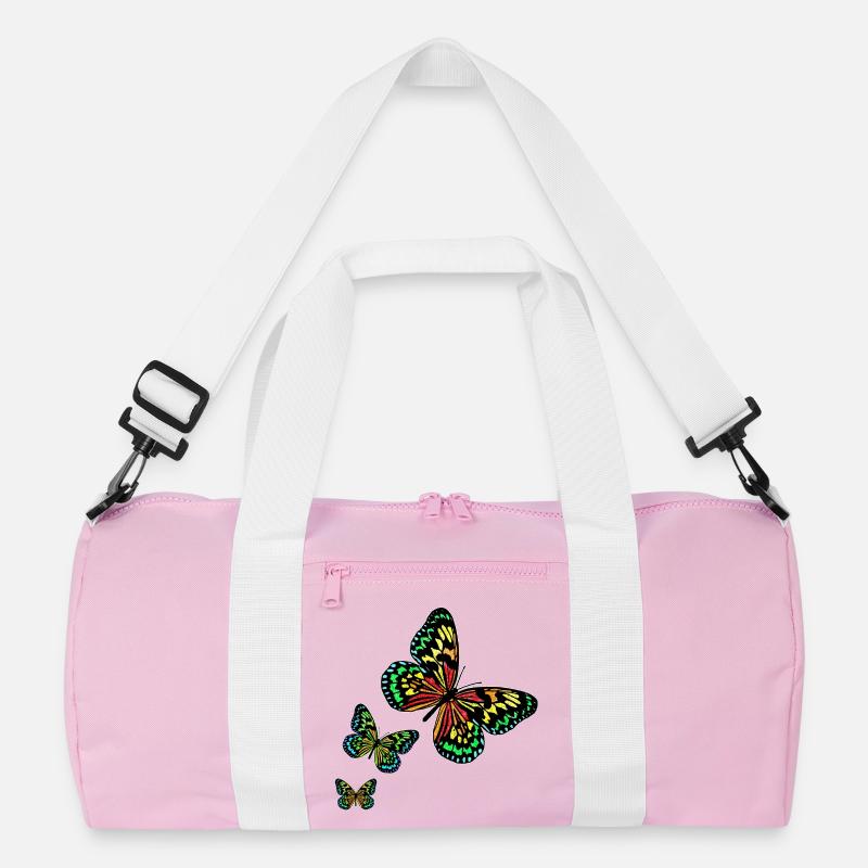 3 Butterflies R6Z - Recycelte Duffel Bag - Rosa/Weiß