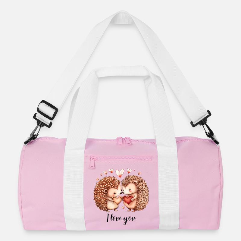Loving hedgehogs - Recycled Duffel Bag - pink/white